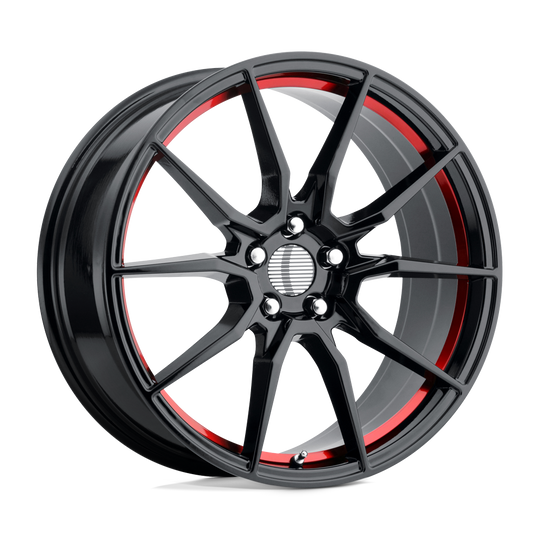 193RS-796524 - Performance Replicas PR193 17X9 5X114.3  24mm Gloss Black Red Machined - Performance Replicas Wheels Canada