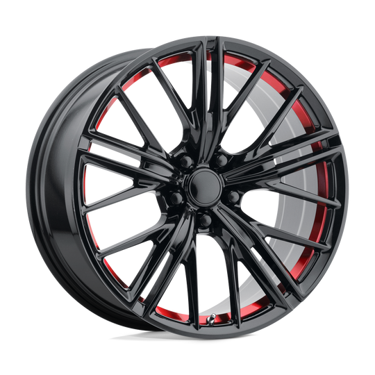 194RS-2111243 - Performance Replicas PR194 20X11 5X120  43mm Gloss Black Red Machined - Performance Replicas Wheels Canada