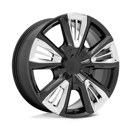 212GC-2295828 - Performance Replicas PR212 22X9 6X139.7  28mm Gloss Black With Chrome Accents - Performance Replicas Wheels Canada