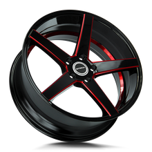 Load image into Gallery viewer, S35850040GBMLRS - Strada S35 Perfetto 18X8 5X100 40mm Gloss Black Candy Red Milled - Strada Wheels Canada