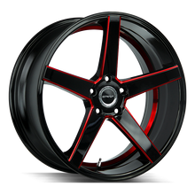 Load image into Gallery viewer, S35050035GBMLRS - Strada S35 Perfetto 20X8.5 5X100 35mm Gloss Black Candy Red Milled - Strada Wheels Canada