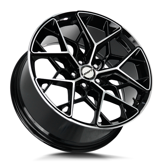 H35850035GBM - Shift H35 Piston 18X8.5 5X100 35mm Gloss Black Machined - Shift Wheels Canada