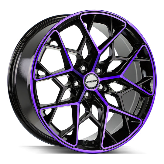 H35050035GBMP - Shift H35 Piston 20X8.5 5X100 35mm Gloss Black Purple Machined - Shift Wheels Canada