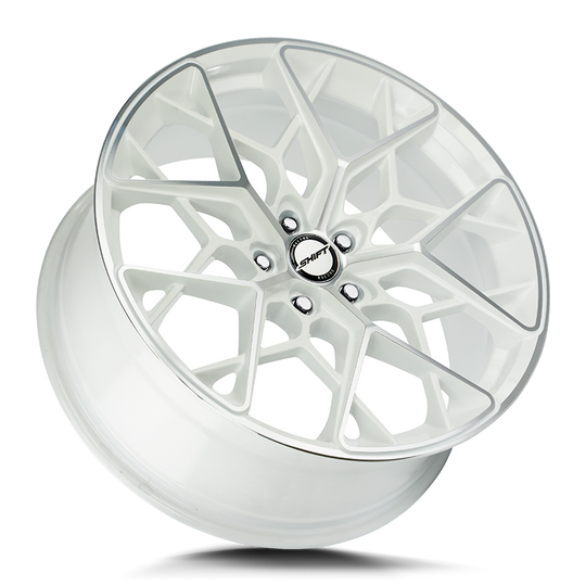 H35851435WM - Shift H35 Piston 18X8.5 5X114.3 35mm White Machined - Shift Wheels Canada