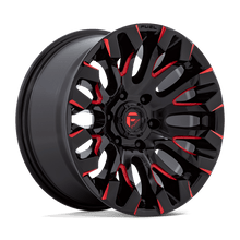 Load image into Gallery viewer, D82918908450 - Fuel Off-Road D829 Quake 18X9 6X139.7 1mm Gloss Black Milled Red Tint - Fuel Off-Road Wheels Canada