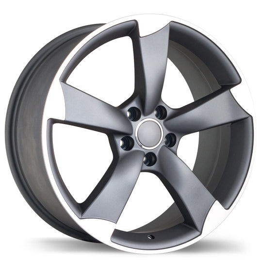 R134A-1985-44MF+35R664 - Replika R134A 19X8.5 5X112 35mm Matte Gunmetal with Machined Face - Replika Wheels Canada