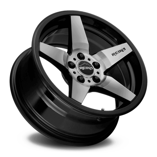R15780381207F - Reika R15 Seeker 17X8 5X114.3 38mm Gloss Black Machine Face - Reika Wheels Canada