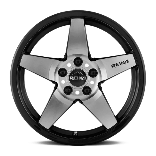 R15780381207F - Reika R15 Seeker 17X8 5X114.3 38mm Gloss Black Machine Face - Reika Wheels Canada