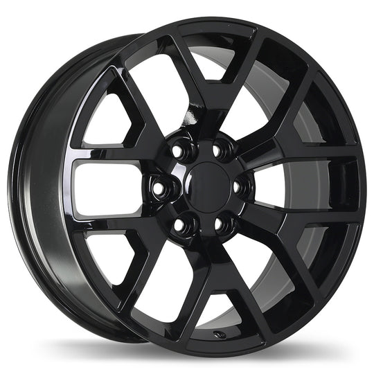 R162A-2090-83BN+27C781 - Replica R162A 20X9 6X139.7 27mm Gloss Black - Krypton Replica Wheels Canada
