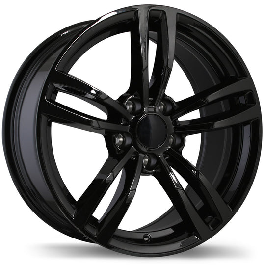 R163A-1985-12BN+35C726 - Replica R163A 19X8.5 5X120 35mm Gloss Black - Krypton Replica Wheels Canada