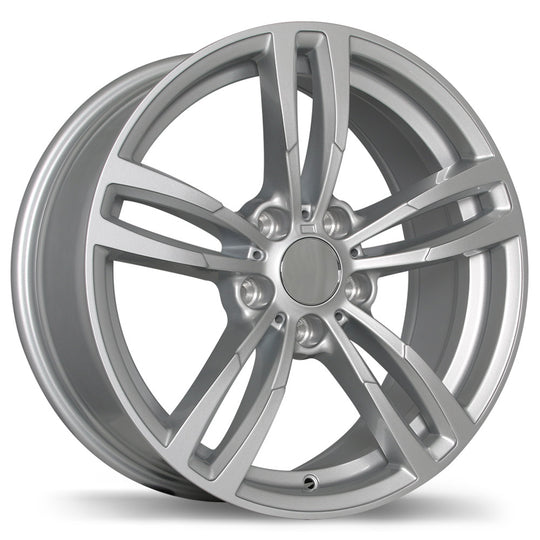 R163A-1780-12SN+35C726 - Replika R163A 17X8 5X120 35mm Gloss Silver - Replika Wheels Canada