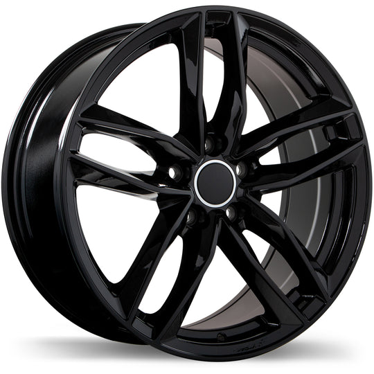 R167-1880-44BN+42R571 - Replica R167 18X8 5X112 42mm Gloss Black - Krypton Replica Wheels Canada