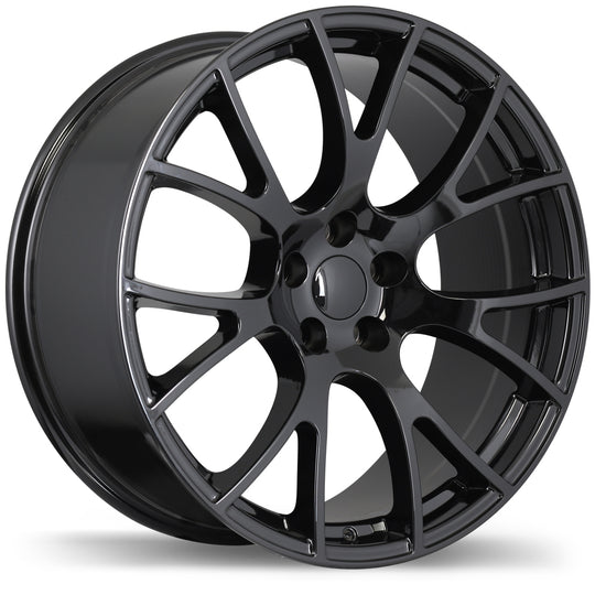R179A-2095-90BN+18C715 - Replica R179A 20X9.5 5X115 18mm Gloss Black - Krypton Replica Wheels Canada