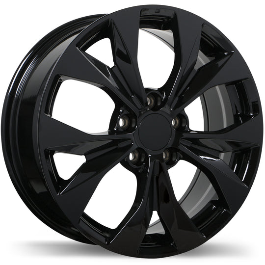 R192-1770-65BN+45R641 - Replica R192 17X7 5X114.3 45mm Gloss Black - Krypton Replica Wheels Canada