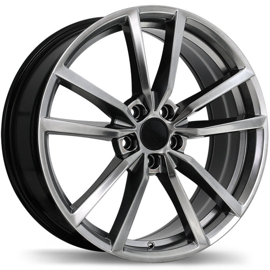 R195-1775-44HD+45R571 - Replika R195 17X7.5 5X112 45mm Dark Hyper Silver - Replika Wheels Canada