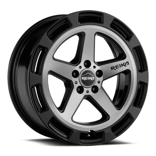 R20570151007F - Reika R20 Teton 15X7 5X100 15mm Black Machined Face - Reika Wheels Canada