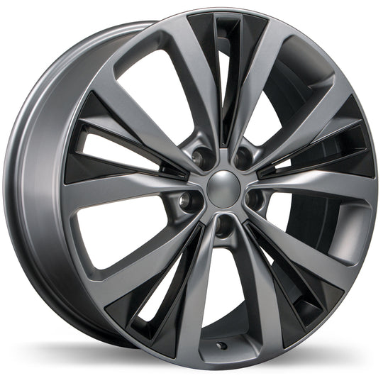 R201-2085-31MB+45C634 - Replika R201 20X8.5 5X108 45mm Matte Gunmetal with Matte Black Inserts - Replika Wheels Canada