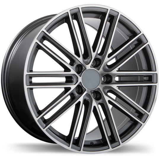 R206-2010-53MG+65R716 - Replika R206 20X11 5X130 65mm Gloss Gunmetal with Machined Face - Replika Wheels Canada