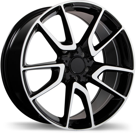 R207-2085-44BG+40R665 - Replika R207 20X8.5 5X112 40mm Gloss Black with Machined Face - Replika Wheels Canada
