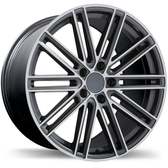 R209-2195-53MG+55R716 - Replika R209 21X9.5 5X130 55mm Gloss Gunmetal with Machined Face - Replika Wheels Canada