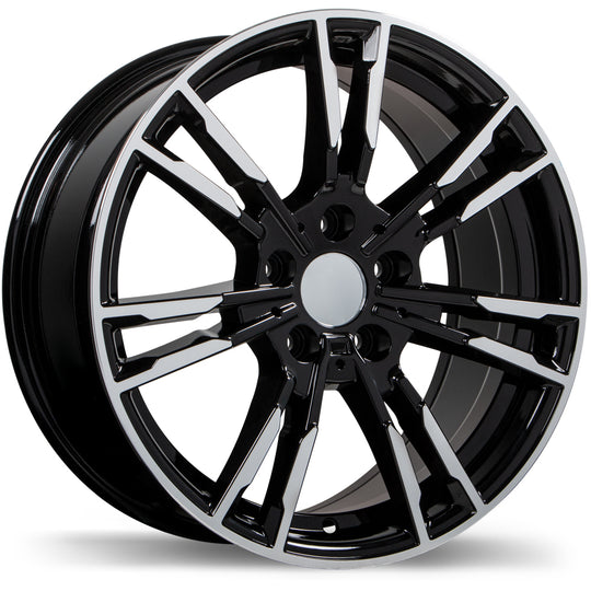 R231-1995-44BG+35C666 - Replika R231 19X9.5 5X112 35mm Gloss Black with Machined Face - Replika Wheels Canada