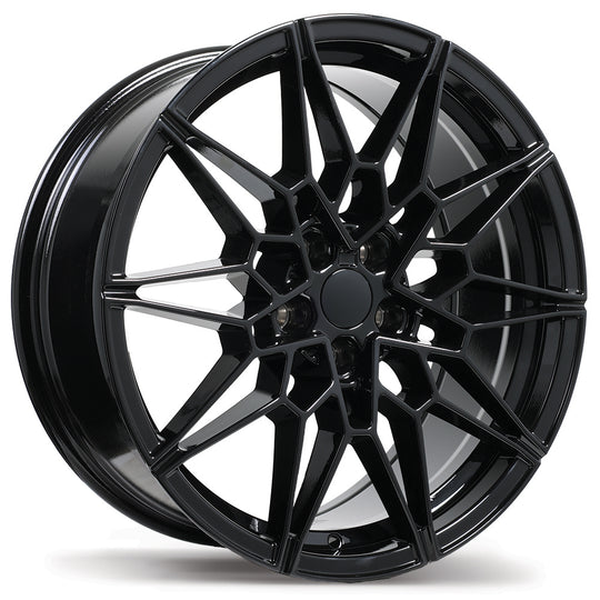 R266-1980-44BN+25C666 - Replika R266 19X8 5X112 25mm Gloss Black - Replika Wheels Canada