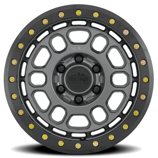 R35780306354BL - Reika R35 Rambler Beadlock 17X8 6X130 30mm Satin Gunmetal Black E-Coated Ring - Reika Wheels Canada