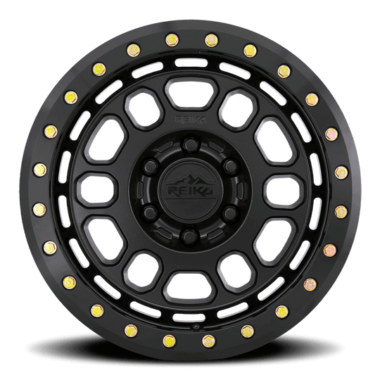 R35780306303BL - Reika R35 Rambler Beadlock 17X8 6X130 30mm Satin Black With Black E-Coated Ring - Reika Wheels Canada