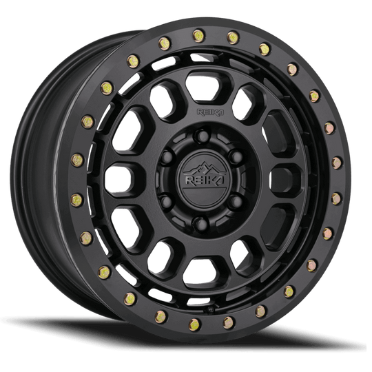 R35780306303BL - Reika R35 Rambler Beadlock 17X8 6X130 30mm Satin Black With Black E-Coated Ring - Reika Wheels Canada