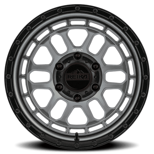 R35785003651F - Reika R35 Rambler 17X8.5 6X135 0mm Gloss Graphite Gray Gloss Black Ring - Reika Wheels Canada