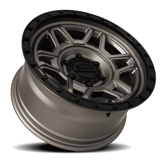 R40790126552F - Reika R40 Trooper 17X9 6X139.7 -12mm Satin Bronze Satin Black Ring - Reika Wheels Canada