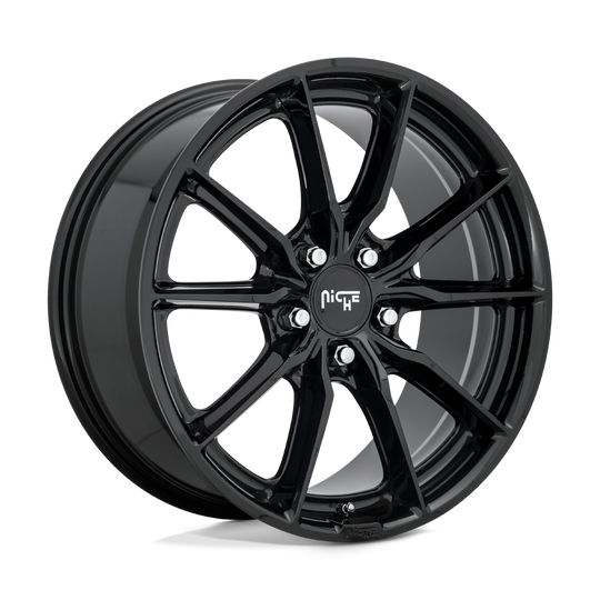 M2401880F8+42 - Niche M240 Rainier 18X8 5X112  42mm Gloss Black - Niche Wheels Canada