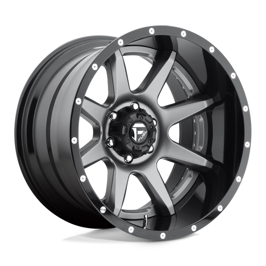 D23820008347 - Fuel Off-Road D238 Rampage 20X10 6X139.7 -19 mm Matte Gun Metal Black Lip - Fuel Off-Road Wheels Canada