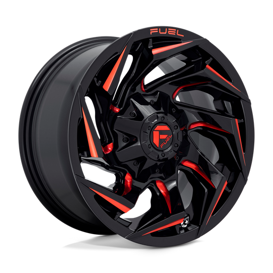D75520008247 - Fuel Off-Road D755 Reaction 20X10 8X165.1 -18 mm Gloss Black Milled With Red Tint - Fuel Off-Road Wheels Canada