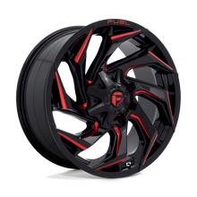 Charger l'image dans la galerie, D75520901857 - Fuel Off-Road D755 Reaction 20X9 8X180 20mm Gloss Black Milled With Red Tint - Fuel Off-Road Wheels Canada