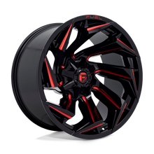 Charger l'image dans la galerie, D75522208247 - Fuel Off-Road D755 Reaction 22X12 8X165.1 -44 mm Gloss Black Milled With Red Tint - Fuel Off-Road Wheels Canada