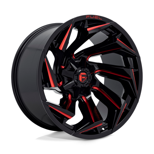 D75522201847 - Fuel Off-Road D755 Reaction 22X12 8X180 -44 mm Gloss Black Milled With Red Tint - Fuel Off-Road Wheels Canada