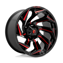 Charger l'image dans la galerie, D75524208247 - Fuel Off-Road D755 Reaction 24X12 8X165.1 -44 mm Gloss Black Milled With Red Tint - Fuel Off-Road Wheels Canada