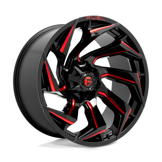 D75524201747 - Fuel Off-Road D755 Reaction 24X12 8X170 -44 mm Gloss Black Milled With Red Tint - Fuel Off-Road Wheels Canada