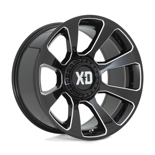 XD85429086318 - XD854 Reactor 20X9 5X139.7 5X150 18mm Gloss Black Milled - XD Wheels Canada