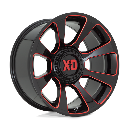 XD85421067918N - XD854 Reactor 20X10 6X135 6X139.7 -18 mm Gloss Black Milled With Red Tint - XD Wheels Canada