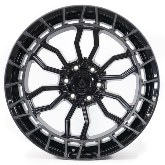 A102200089N01806 - Arena Recon 20X10 6X135 -18mm Glossy Black Center With Machined Ddt Lip - Arena Wheels Canada
