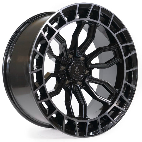 A102209089P00106 - Arena Recon 20X9 6X135 1mm Glossy Black Center With Machined Ddt Lip - Arena Wheels Canada