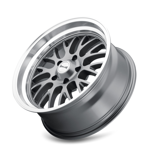 607-8973G - Ridler 607 18X9.5 5X127 /  ET 6mm Gloss Grey Machined - Ridler Wheels Canada