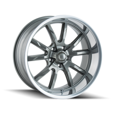 Load image into Gallery viewer, 650-22964G18 - Ridler 650 22X9.5 5X115 /  ET 18mm Grey with Polished Lip - Ridler Wheels Canada