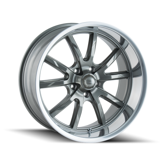 650-22964G18 - Ridler 650 22X9.5 5X115 /  ET 18mm Grey with Polished Lip - Ridler Wheels Canada
