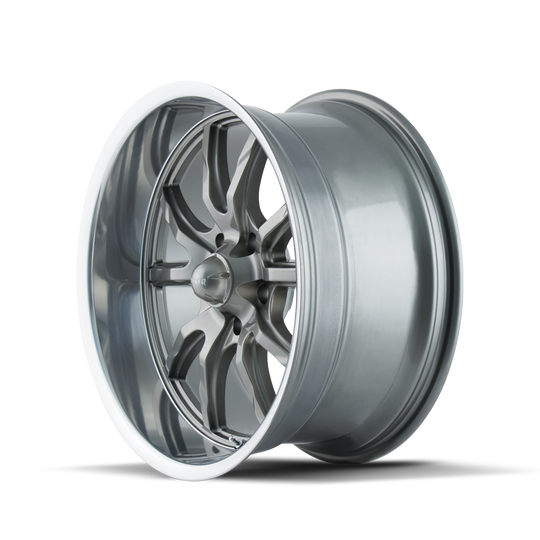 650-22964G18 - Ridler 650 22X9.5 5X115 /  ET 18mm Grey with Polished Lip - Ridler Wheels Canada