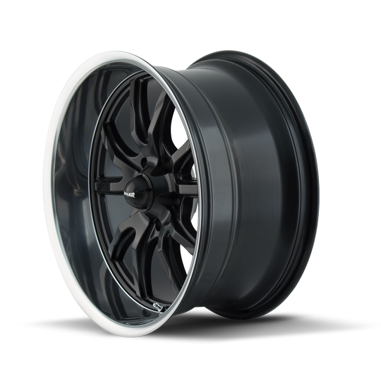 650-22965MB18 - Ridler 650 22X9.5 5X114.3 /  ET 18mm Matte Black with Polished Lip - Ridler Wheels Canada