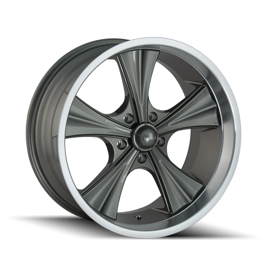 651-2861G - Ridler 651 20X8.5 5X120.65 /  ET 0mm Grey with Machined Lip - Ridler Wheels Canada