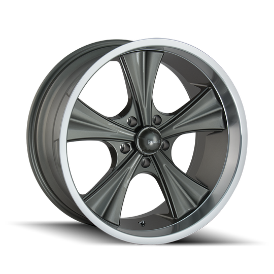651-8873G - Ridler 651 18X8 5X127 /  ET 0mm Gloss Grey Machined - Ridler Wheels Canada
